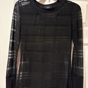 AMMO Black Sheer Long Sleeve Top